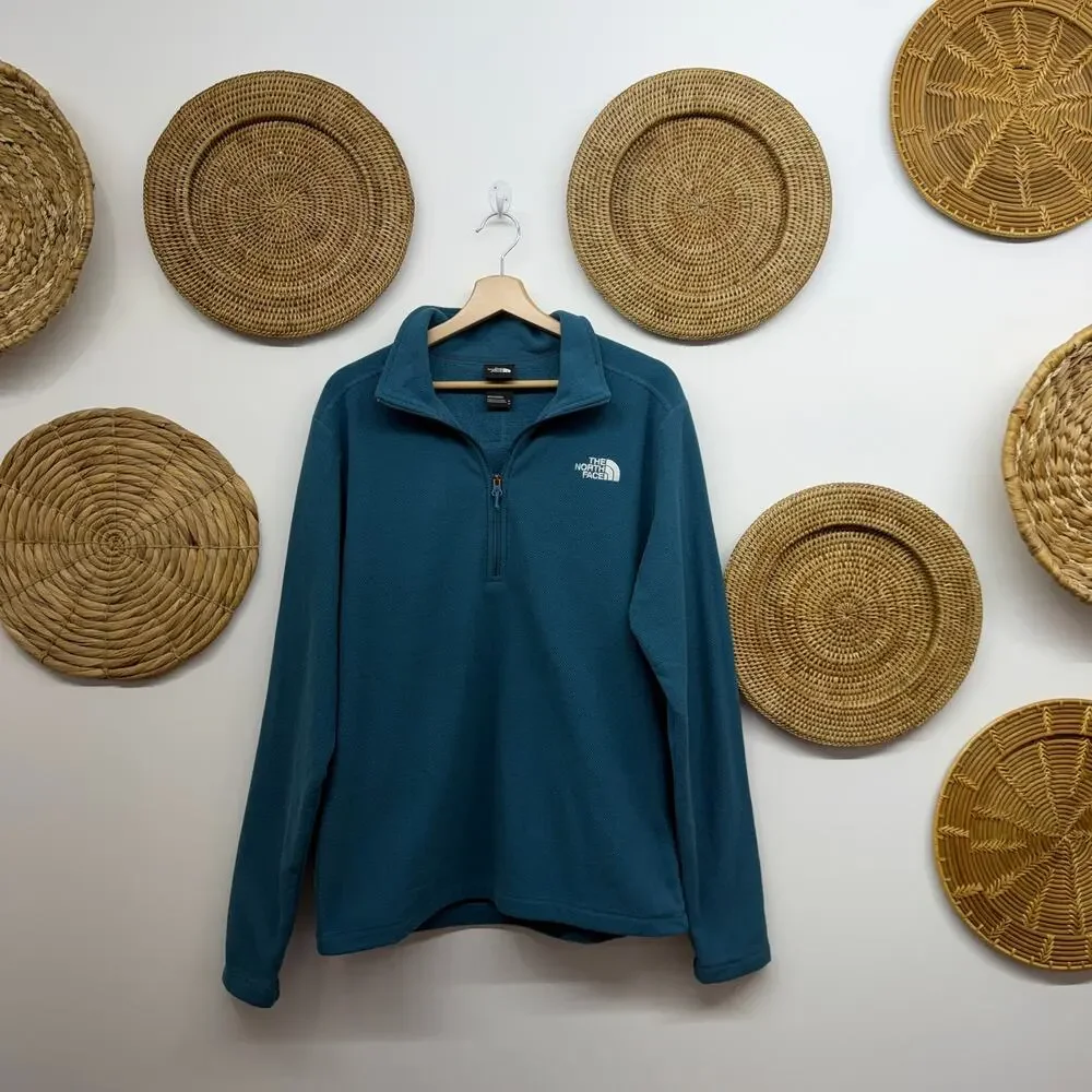 The North Face Blue Fleece Quarter Zip Sweatshirt Top Mens Medium